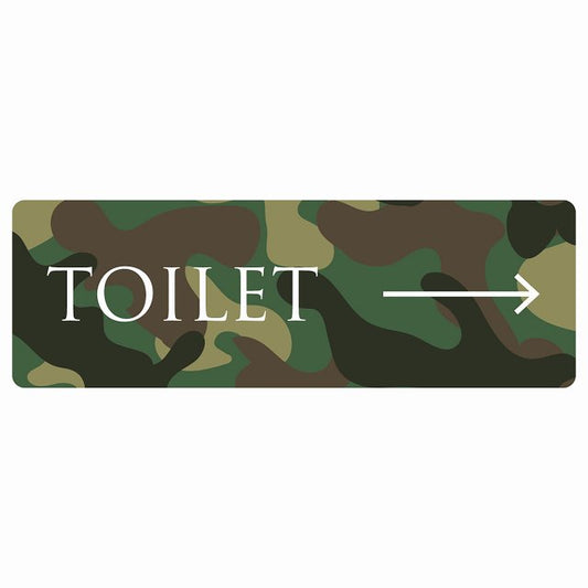 トイレ TOILET 文字タイプ 迷彩 カラー 右 矢印 ステッカー 長方形 シール サインステッカー 誘導表示 ピクトサイン ピクトグラム 選べるサイズ