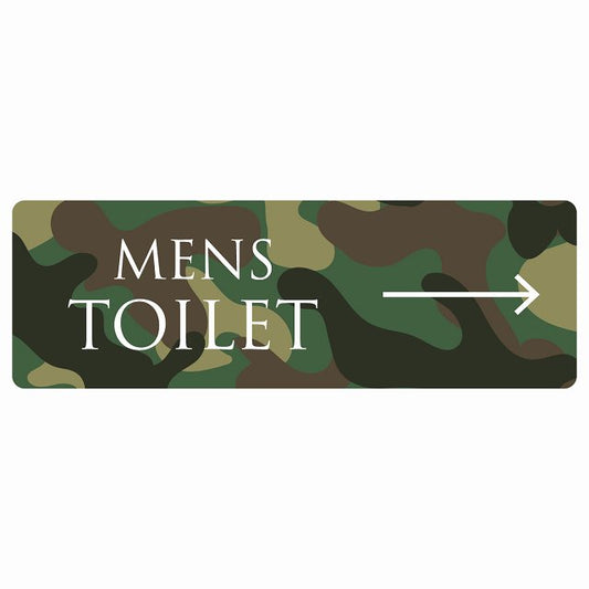 トイレ MENS 文字タイプ 迷彩 カラー 右 矢印 ステッカー 長方形 シール サインステッカー 誘導表示 ピクトサイン ピクトグラム 選べるサイズ