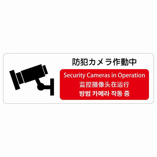 防犯カメラ作動中 インバウンド 多言語 英語 中国語 韓国語 対応 ステッカー 長方形 シール サインステッカー 外国人対応 ピクトサイン ピクトグラム 選べるサイズ