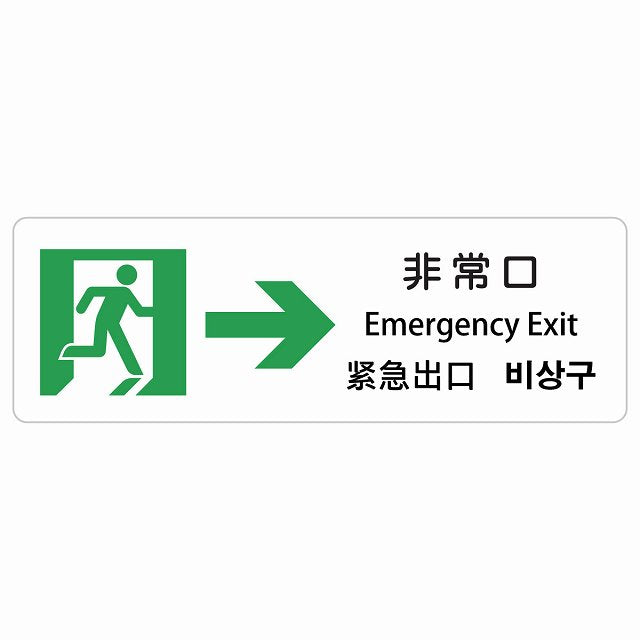 非常口 右 矢印 インバウンド 多言語 英語 中国語 韓国語 対応 ステッカー 長方形 シール サインステッカー 外国人対応 ピクトサイン ピクトグラム 選べるサイズ