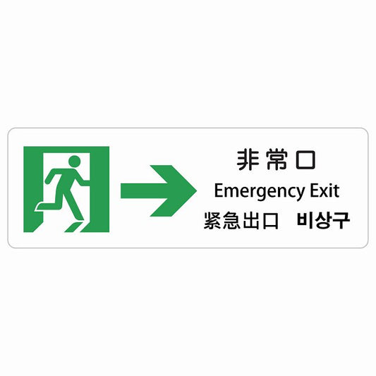 非常口 右 矢印 インバウンド 多言語 英語 中国語 韓国語 対応 ステッカー 長方形 シール サインステッカー 外国人対応 ピクトサイン ピクトグラム 選べるサイズ