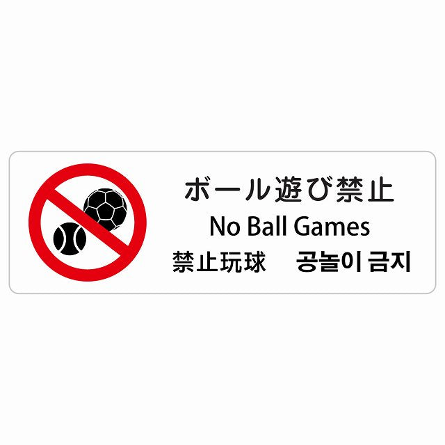 ボール遊び禁止 インバウンド 多言語 英語 中国語 韓国語 対応 ステッカー 長方形 シール サインステッカー 外国人対応 ピクトサイン ピクトグラム 選べるサイズ