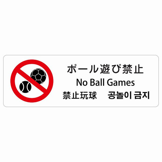 ボール遊び禁止 インバウンド 多言語 英語 中国語 韓国語 対応 ステッカー 長方形 シール サインステッカー 外国人対応 ピクトサイン ピクトグラム 選べるサイズ