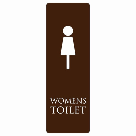 トイレ WOMENS ブラウン ホワイト ステッカー 長方形 縦タイプ シール サインステッカー 案内表示 施設用 ピクトサイン ピクトグラム 選べるサイズ