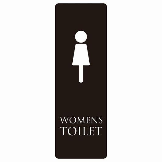 トイレ WOMENS ブラック ホワイト ステッカー 長方形 縦タイプ シール サインステッカー 案内表示 施設用 ピクトサイン ピクトグラム 選べるサイズ