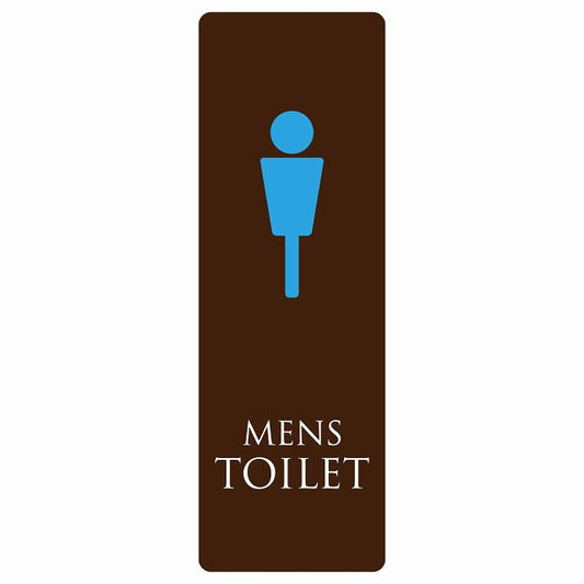 トイレ MENS ブラウン＆カラー ステッカー 長方形 縦タイプ シール サインステッカー 案内表示 施設用 ピクトサイン ピクトグラム 選べるサイズ