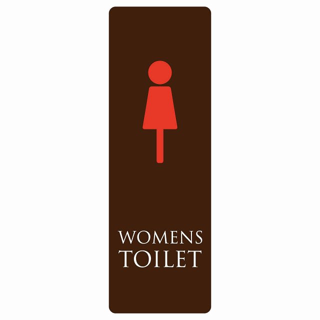 トイレ WOMENS ブラウン＆カラー ステッカー 長方形 縦タイプ シール サインステッカー 案内表示 施設用 ピクトサイン ピクトグラム 選べるサイズ