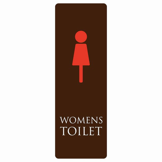 トイレ WOMENS ブラウン＆カラー ステッカー 長方形 縦タイプ シール サインステッカー 案内表示 施設用 ピクトサイン ピクトグラム 選べるサイズ