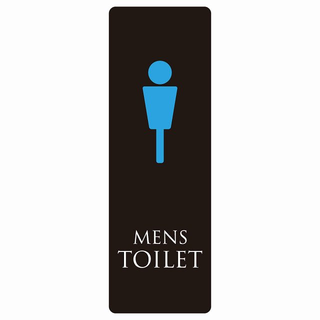 トイレ MENS ブラック＆カラー ステッカー 長方形 縦タイプ シール サインステッカー 案内表示 施設用 ピクトサイン ピクトグラム 選べるサイズ