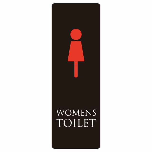 トイレ WOMENS ブラック＆カラー ステッカー 長方形 縦タイプ シール サインステッカー 案内表示 施設用 ピクトサイン ピクトグラム 選べるサイズ