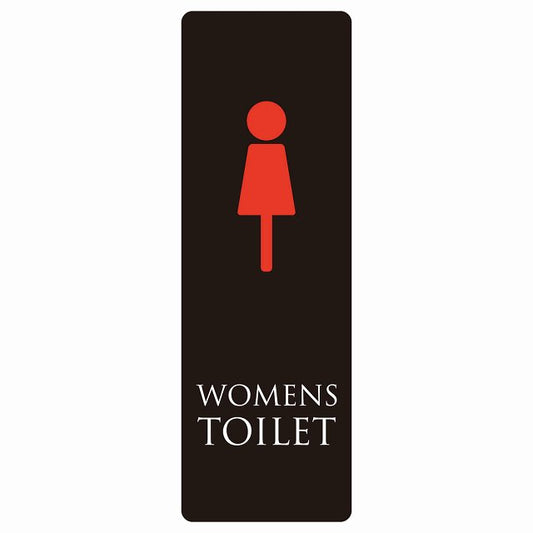 トイレ WOMENS ブラック＆カラー ステッカー 長方形 縦タイプ シール サインステッカー 案内表示 施設用 ピクトサイン ピクトグラム 選べるサイズ
