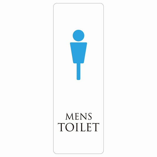トイレ MENS ホワイト＆カラー ステッカー 長方形 縦タイプ シール サインステッカー 案内表示 施設用 ピクトサイン ピクトグラム 選べるサイズ