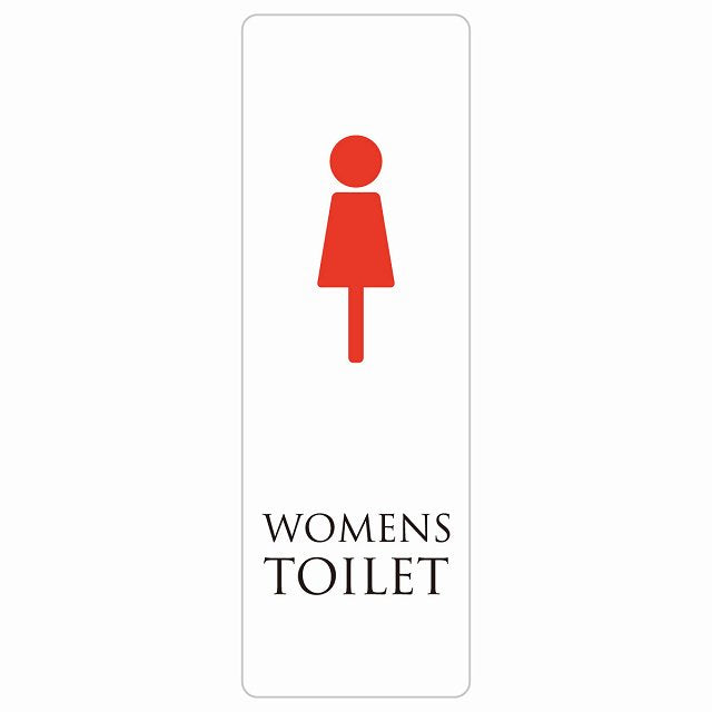 トイレ WOMENS ホワイト＆カラー ステッカー 長方形 縦タイプ シール サインステッカー 案内表示 施設用 ピクトサイン ピクトグラム 選べるサイズ