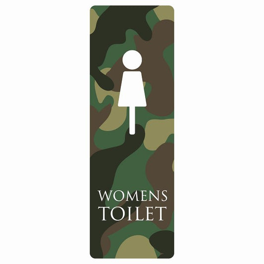 トイレ WOMENS 迷彩 カラー ステッカー 長方形 縦タイプ シール サインステッカー 案内表示 施設用 ピクトサイン ピクトグラム 選べるサイズ