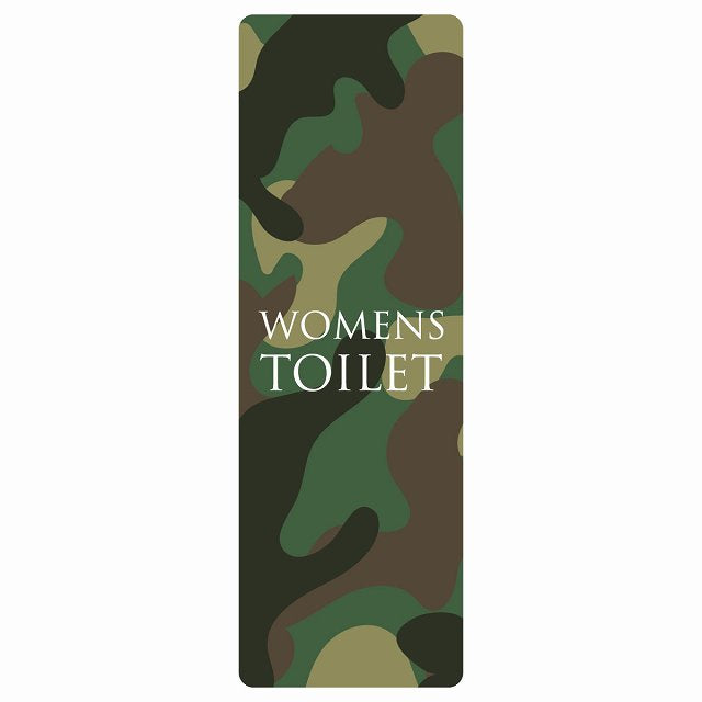 トイレ WOMENS 文字タイプ 迷彩 カラー ステッカー 長方形 縦タイプ シール サインステッカー 案内表示 施設用 ピクトサイン ピクトグラム 選べるサイズ