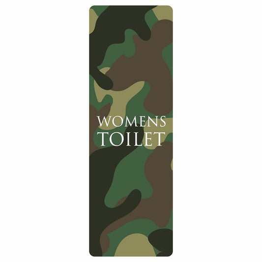 トイレ WOMENS 文字タイプ 迷彩 カラー ステッカー 長方形 縦タイプ シール サインステッカー 案内表示 施設用 ピクトサイン ピクトグラム 選べるサイズ