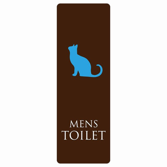 トイレ MENS ねこ 猫 ネコ ブラウン カラー ステッカー 長方形 縦タイプ シール サインステッカー 案内表示 施設用 ピクトサイン ピクトグラム 選べるサイズ