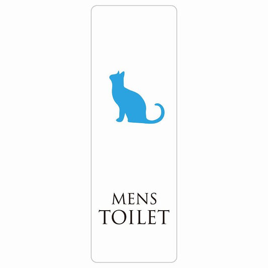 トイレ MENS ねこ 猫 ネコ ホワイト カラー ステッカー 長方形 縦タイプ シール サインステッカー 案内表示 施設用 ピクトサイン ピクトグラム 選べるサイズ
