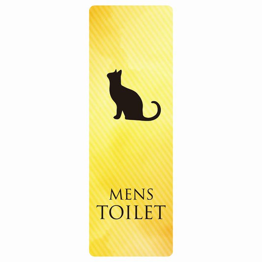 トイレ MENS ねこ 猫 ネコ イエローグラデーション ステッカー 長方形 縦タイプ シール サインステッカー 案内表示 施設用 ピクトサイン ピクトグラム 選べるサイズ