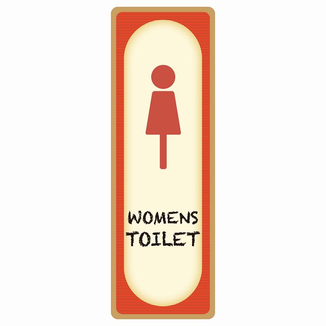 トイレ WOMENS レトロ デザイン ステッカー 長方形 縦タイプ シール サインステッカー 案内表示 施設用 ピクトサイン ピクトグラム 選べるサイズ