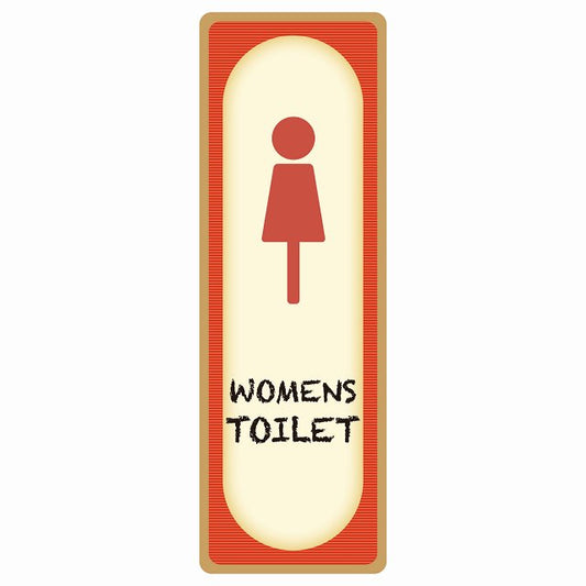 トイレ WOMENS レトロ デザイン ステッカー 長方形 縦タイプ シール サインステッカー 案内表示 施設用 ピクトサイン ピクトグラム 選べるサイズ