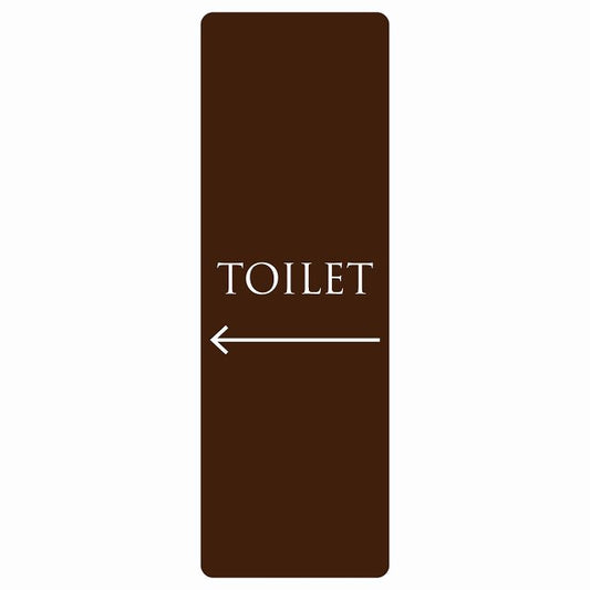 トイレ TOILET 文字タイプ ブラウン ホワイト 左 矢印 ステッカー 長方形 縦タイプ シール サインステッカー 誘導表示 ピクトサイン ピクトグラム 選べるサイズ