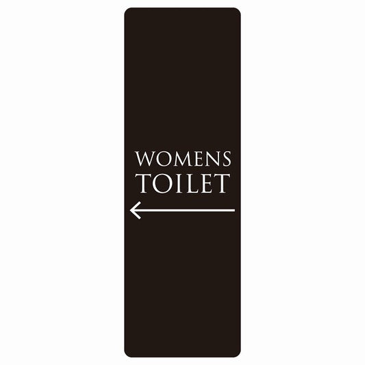 トイレ WOMENS 文字タイプ ブラック ホワイト 左 矢印 ステッカー 長方形 縦タイプ シール サインステッカー 誘導表示 ピクトサイン ピクトグラム 選べるサイズ