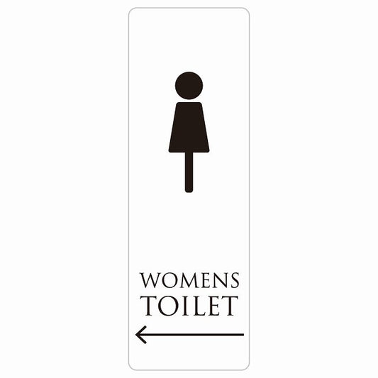 トイレ WOMENS ホワイト ブラック 左 矢印 ステッカー 長方形 縦タイプ シール サインステッカー 誘導表示 ピクトサイン ピクトグラム 選べるサイズ