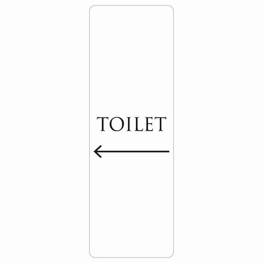 トイレ TOILET 文字タイプ ホワイト ブラック 左 矢印 ステッカー 長方形 縦タイプ シール サインステッカー 誘導表示 ピクトサイン ピクトグラム 選べるサイズ