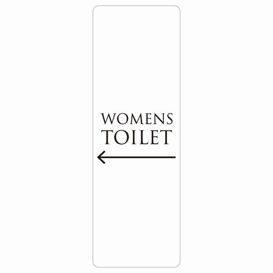 トイレ WOMENS 文字タイプ ホワイト ブラック 左 矢印 ステッカー 長方形 縦タイプ シール サインステッカー 誘導表示 ピクトサイン ピクトグラム 選べるサイズ