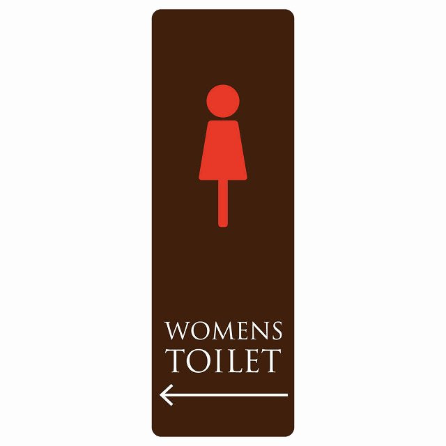 トイレ WOMENS ブラウン＆カラー 左 矢印 ステッカー 長方形 縦タイプ シール サインステッカー 誘導表示 ピクトサイン ピクトグラム 選べるサイズ