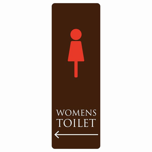 トイレ WOMENS ブラウン＆カラー 左 矢印 ステッカー 長方形 縦タイプ シール サインステッカー 誘導表示 ピクトサイン ピクトグラム 選べるサイズ