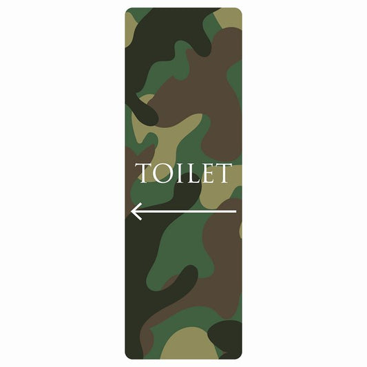トイレ TOILET 文字タイプ 迷彩 カラー 左 矢印 ステッカー 長方形 縦タイプ シール サインステッカー 誘導表示 ピクトサイン ピクトグラム 選べるサイズ