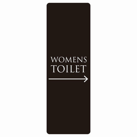 トイレ WOMENS 文字タイプ ブラック ホワイト 右 矢印 ステッカー 長方形 縦タイプ シール サインステッカー 誘導表示 ピクトサイン ピクトグラム 選べるサイズ