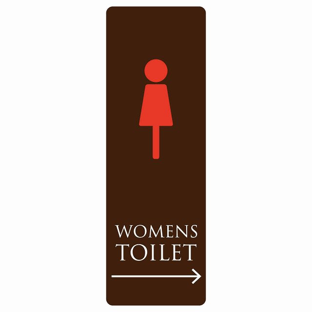 トイレ WOMENS ブラウン＆カラー 右 矢印 ステッカー 長方形 縦タイプ シール サインステッカー 誘導表示 ピクトサイン ピクトグラム 選べるサイズ
