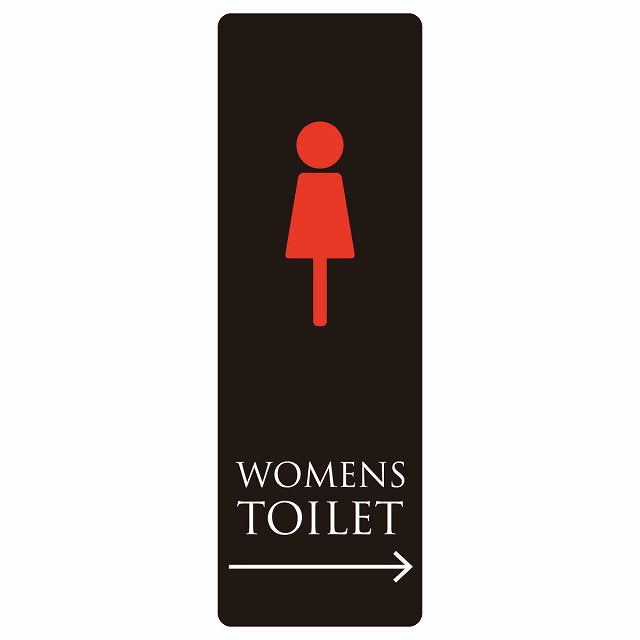 トイレ WOMENS ブラック＆カラー 右 矢印 ステッカー 長方形 縦タイプ シール サインステッカー 誘導表示 ピクトサイン ピクトグラム 選べるサイズ