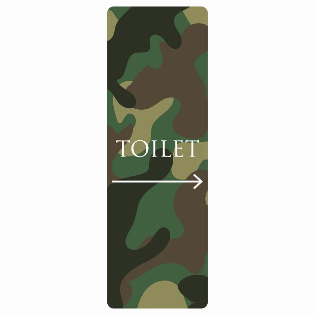 トイレ TOILET 文字タイプ 迷彩 カラー 右 矢印 ステッカー 長方形 縦タイプ シール サインステッカー 誘導表示 ピクトサイン ピクトグラム 選べるサイズ