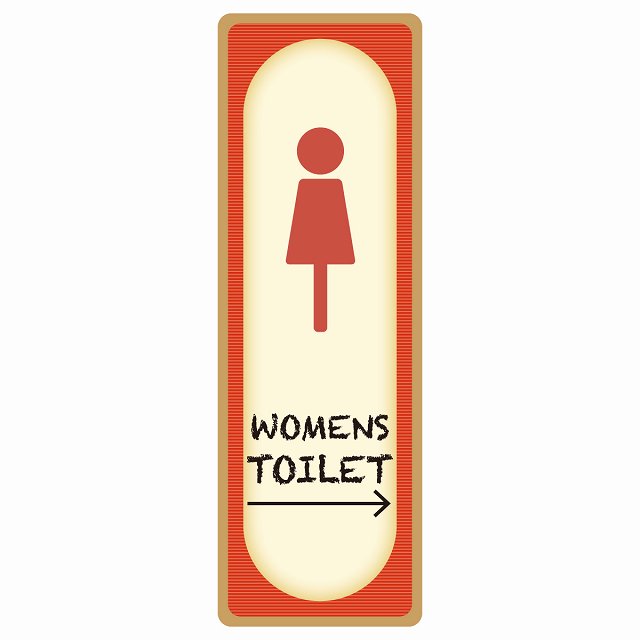 トイレ WOMENS レトロ デザイン 右 矢印 ステッカー 長方形 縦タイプ シール サインステッカー 誘導表示 ピクトサイン ピクトグラム 選べるサイズ