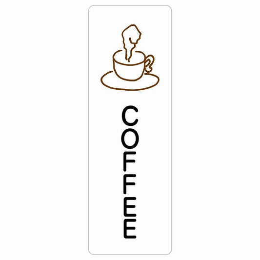 COFFEE コーヒー 珈琲 ステッカー 長方形 縦タイプ シール サインステッカー ピクトサイン ピクトグラム 選べるサイズ