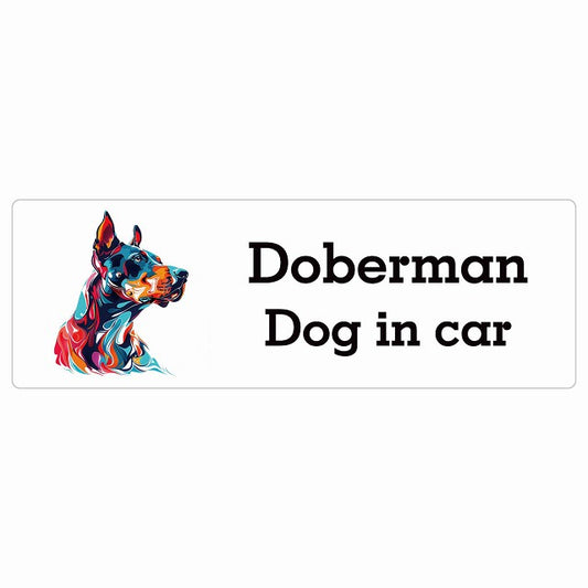 Dog in car Doberman ドーベルマン Dタイプ カラフル ポップアート風 ステッカー 長方形 シール カーステッカー