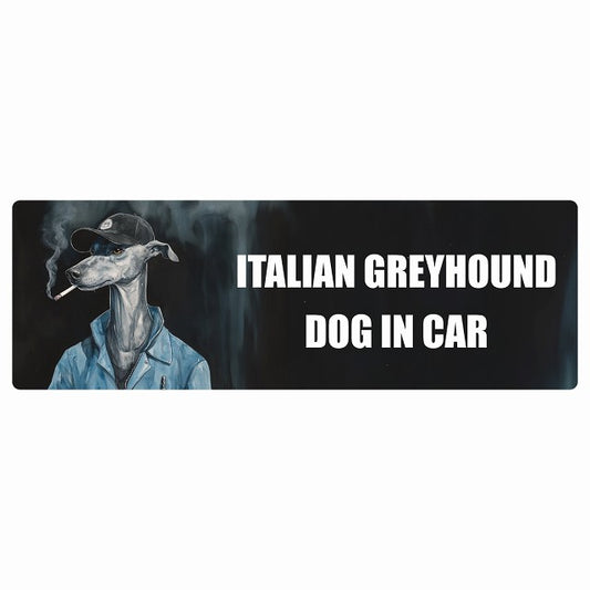 ITALIAN GREYHOUND イタリアングレーハウンド DOG IN CAR ステッカー 作業服 ちょい悪 長方形 シール カーステッカー