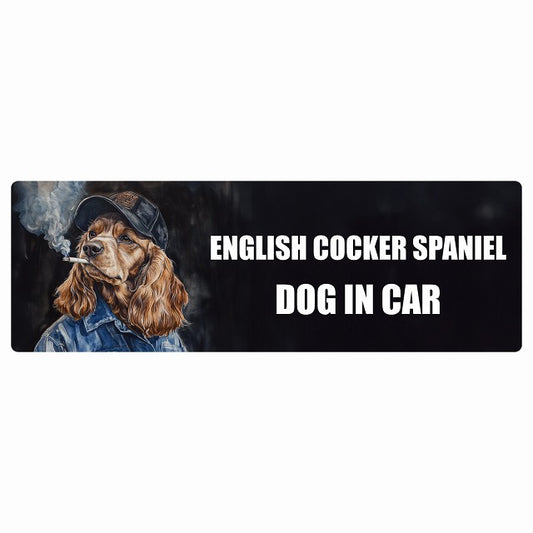 ENGLISH COCKER SPANIEL イングリッシュコッカースパニエル DOG IN CAR ステッカー 作業服 ちょい悪 長方形 シール カーステッカー