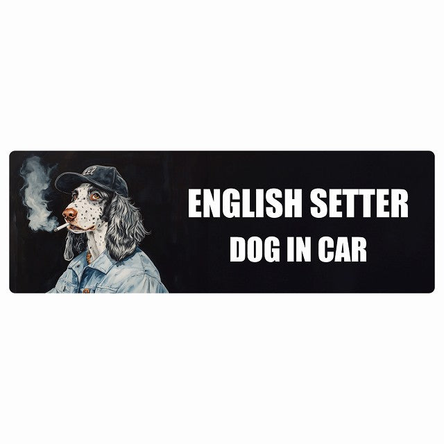 ENGLISH SETTER イングリッシュセッター DOG IN CAR ステッカー 作業服 ちょい悪 長方形 シール カーステッカー