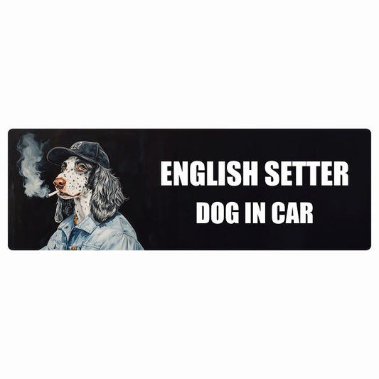 ENGLISH SETTER イングリッシュセッター DOG IN CAR ステッカー 作業服 ちょい悪 長方形 シール カーステッカー