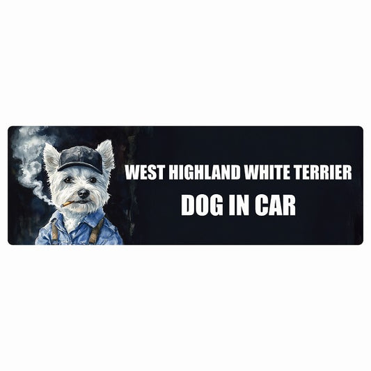 WEST HIGHLAND WHITE TERRIER ウエストハイランドホワイトテリア DOG IN CAR ステッカー 作業服 ちょい悪 長方形 シール カーステッカー