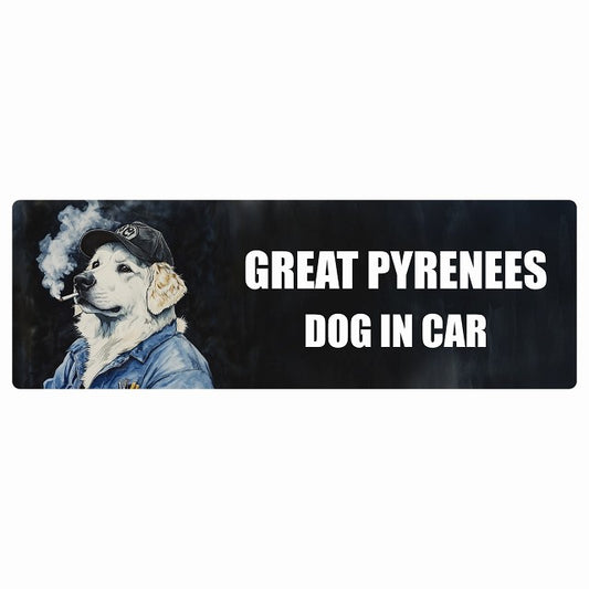 GREAT PYRENEES グレートピレニーズ DOG IN CAR ステッカー 作業服 ちょい悪 長方形 シール カーステッカー