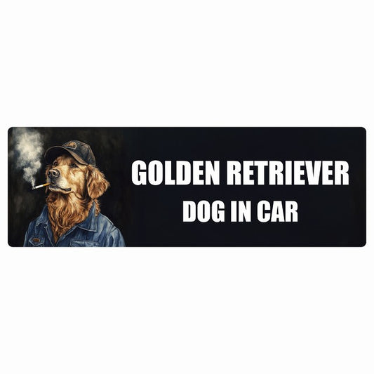 GOLDEN RETRIEVER ゴールデンレトリバー DOG IN CAR ステッカー 作業服 ちょい悪 長方形 シール カーステッカー