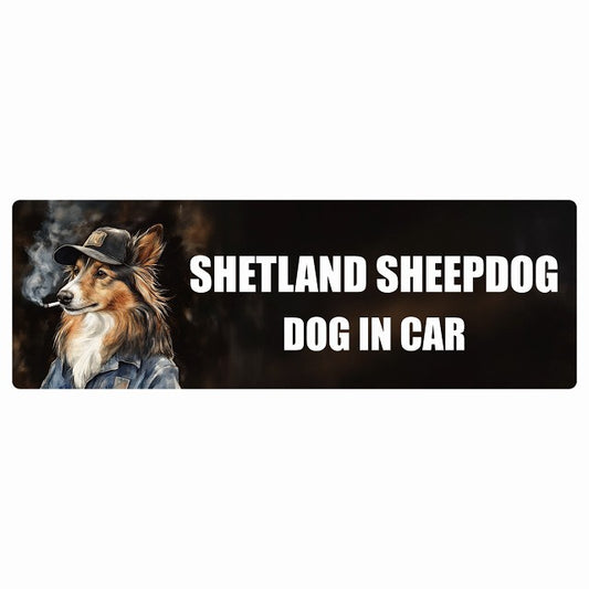 SHETLAND SHEEPDOG シェットランドシープドッグ DOG IN CAR ステッカー 作業服 ちょい悪 長方形 シール カーステッカー