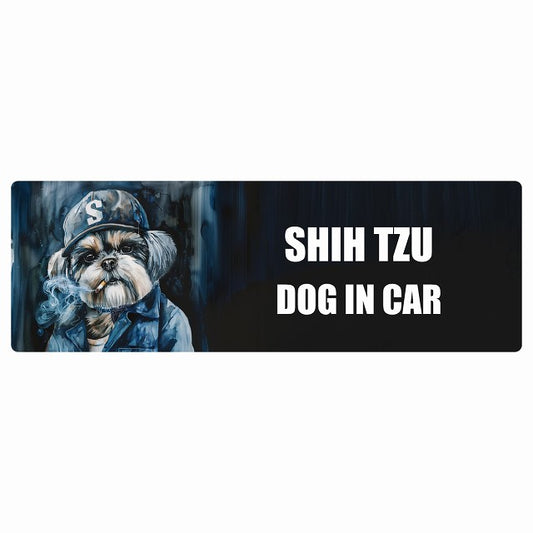 SHIH TZU シーズー DOG IN CAR ステッカー 作業服 ちょい悪 長方形 シール カーステッカー