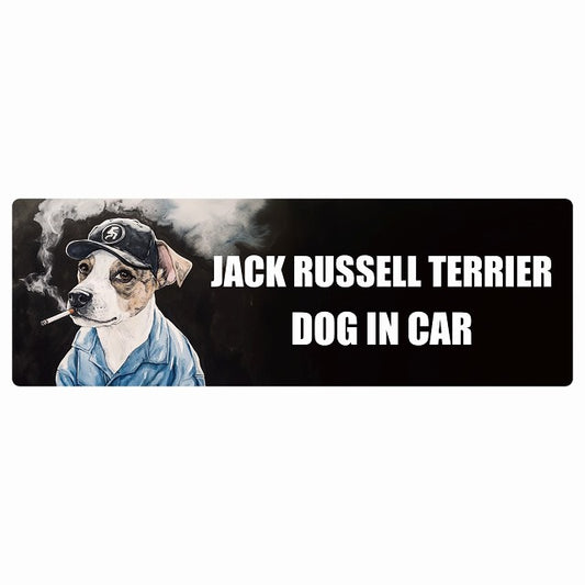 JACK RUSSELL TERRIER ジャックラッセルテリア DOG IN CAR ステッカー 作業服 ちょい悪 長方形 シール カーステッカー